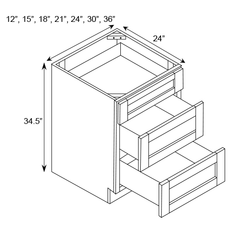 THREE DRAWER BASE CABINET